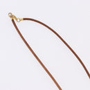 HERMES Shuval Necklace Leather Brown Auth bs36204-6