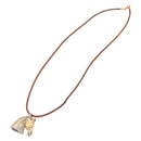 HERMES Shuval Necklace Leather Brown Auth bs36204-7