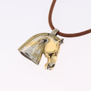 HERMES Shuval Necklace Leather Brown Auth bs36204-8
