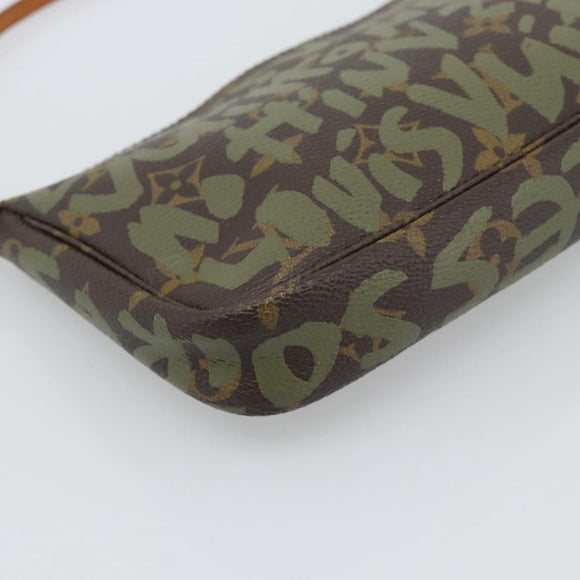 LOUIS VUITTON Monogram Graffiti Pochette Accessoires Khaki M92191 Auth bs36205A
