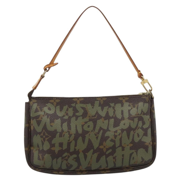 LOUIS VUITTON Monogram Graffiti Pochette Accessoires Khaki M92191 Auth bs36205A