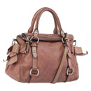 Miu Miu Side Ribbon Hand Bag Leather 2way Pink Silver Auth bs36207-1
