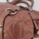 Miu Miu Side Ribbon Hand Bag Leather 2way Pink Silver Auth bs36207-10