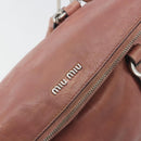 Miu Miu Side Ribbon Hand Bag Leather 2way Pink Silver Auth bs36207-18