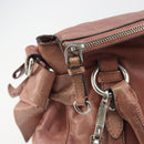Miu Miu Side Ribbon Hand Bag Leather 2way Pink Silver Auth bs36207-19