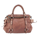 Miu Miu Side Ribbon Hand Bag Leather 2way Pink Silver Auth bs36207-13