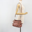 Miu Miu Side Ribbon Hand Bag Leather 2way Pink Silver Auth bs36207-24