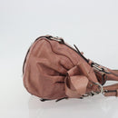 Miu Miu Side Ribbon Hand Bag Leather 2way Pink Silver Auth bs36207-3