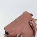 Miu Miu Side Ribbon Hand Bag Leather 2way Pink Silver Auth bs36207-6