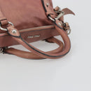 Miu Miu Side Ribbon Hand Bag Leather 2way Pink Silver Auth bs36207-7