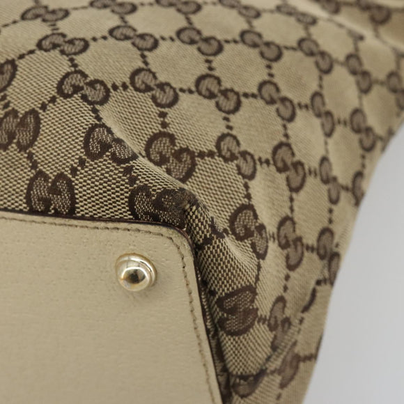 GUCCI GG Canvas Tote Bag Beige Gold 139552 Auth bs36222