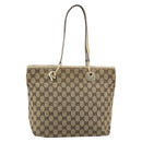 GUCCI GG Canvas Tote Bag Beige Gold 139552 Auth bs36222-13