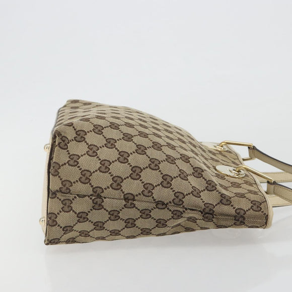 GUCCI GG Canvas Tote Bag Beige Gold 139552 Auth bs36222