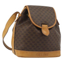 CELINE Macadam Canvas Shoulder Bag PVC Leather Brown Gold Auth bs36223-1