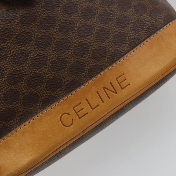 CELINE Macadam Canvas Shoulder Bag PVC Leather Brown Gold Auth bs36223