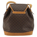 CELINE Macadam Canvas Shoulder Bag PVC Leather Brown Gold Auth bs36223-2