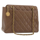 CHANEL Matelasse Chain Shoulder Bag Caviar Skin Brown Gold CC Auth bs36224V-1