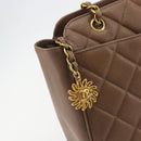 CHANEL Matelasse Chain Shoulder Bag Caviar Skin Brown Gold CC Auth bs36224V-10
