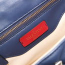 VALENTINO Studs Hand Bag Leather 2way Red Navy Gold Auth bs36227A-17
