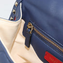 VALENTINO Studs Hand Bag Leather 2way Red Navy Gold Auth bs36227A-21