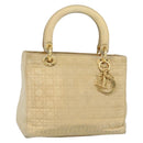 Christian Dior Canage Hand Bag Canvas Beige Gold Auth bs36229-1
