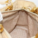Christian Dior Canage Hand Bag Canvas Beige Gold Auth bs36229-19