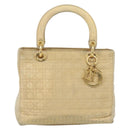 Christian Dior Canage Hand Bag Canvas Beige Gold Auth bs36229-13