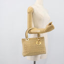Christian Dior Canage Hand Bag Canvas Beige Gold Auth bs36229-23
