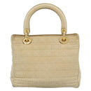 Christian Dior Canage Hand Bag Canvas Beige Gold Auth bs36229-2