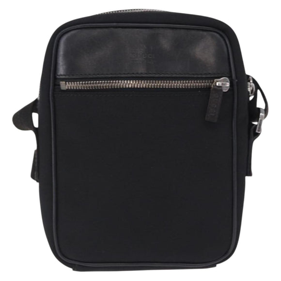 GUCCI Shoulder Bag Canvas Black Silver 101680 Auth bs36230