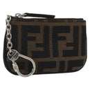 FENDI Zucca Canvas Coin Purse Brown Black Auth bs36231V-1