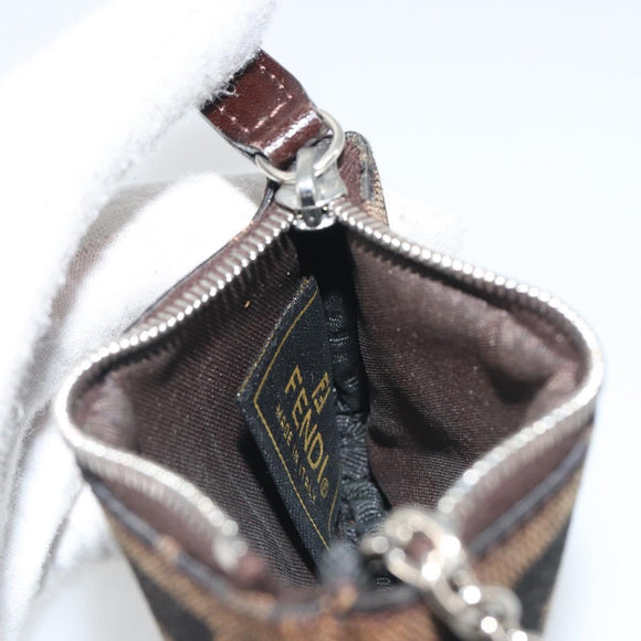 FENDI Zucca Canvas Coin Purse Brown Black Auth bs36231V