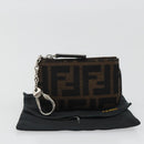 FENDI Zucca Canvas Coin Purse Brown Black Auth bs36231V-12