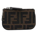 FENDI Zucca Canvas Coin Purse Brown Black Auth bs36231V-13