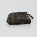 FENDI Zucca Canvas Coin Purse Brown Black Auth bs36231V-3