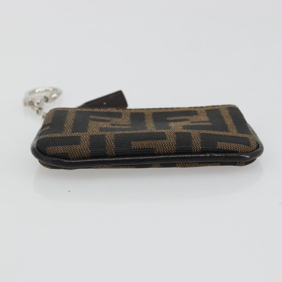 FENDI Zucca Canvas Coin Purse Brown Black Auth bs36231V