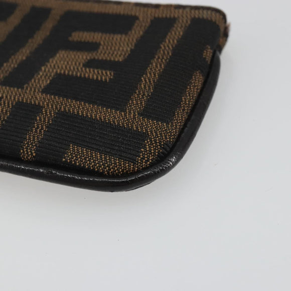 FENDI Zucca Canvas Coin Purse Brown Black Auth bs36231V