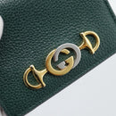 GUCCI Zumi Bifold Wallet Leather Green Gold 570660 Auth bs36232-12