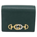 GUCCI Zumi Bifold Wallet Leather Green Gold 570660 Auth bs36232-2