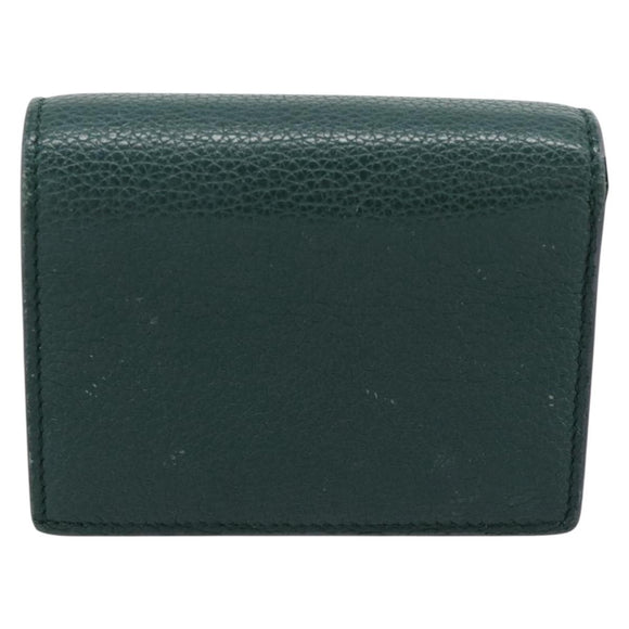 GUCCI Zumi Bifold Wallet Leather Green Gold 570660 Auth bs36232