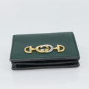 GUCCI Zumi Bifold Wallet Leather Green Gold 570660 Auth bs36232-7