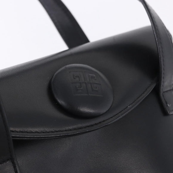 GIVENCHY Hand Bag Leather Black Gold Auth bs36233A