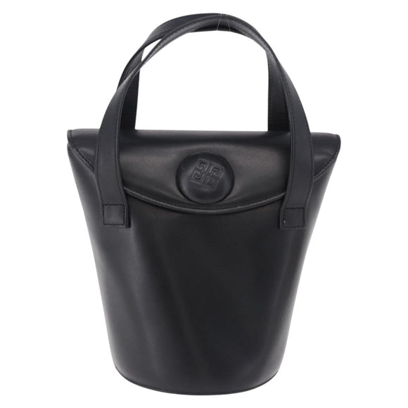 GIVENCHY Hand Bag Leather Black Gold Auth bs36233A
