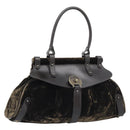FENDI Hand Bag Velor Brown Gold Auth bs36234-1