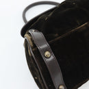 FENDI Hand Bag Velor Brown Gold Auth bs36234-16