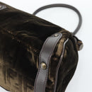 FENDI Hand Bag Velor Brown Gold Auth bs36234-17