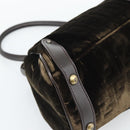 FENDI Hand Bag Velor Brown Gold Auth bs36234-18