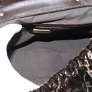 FENDI Hand Bag Velor Brown Gold Auth bs36234-11