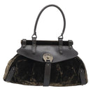 FENDI Hand Bag Velor Brown Gold Auth bs36234-13