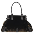 FENDI Hand Bag Velor Brown Gold Auth bs36234-2